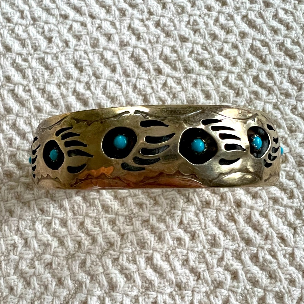 PEARLENE SPENCER STERLING SILVER TURQUOISE CUFF BRACELET